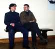 Artur Hofman i Krzysztof Bielecki w Teatrze Telewizji - Wspomnienia Niebieskiego Mundurka, reżyseria  Artur Hofman